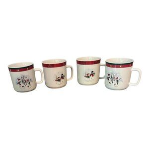 Royal Seasons Stoneware Snowman Mugs Set Of 4